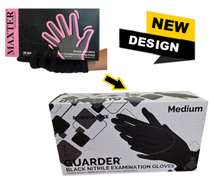 GUARDER Nitril Schwarz (3.6g | 3.2mil)  puderfreier Handschuh S