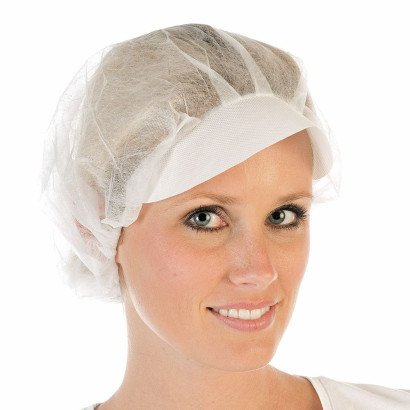 Baretthauben mit Schirm PP weiß 50cm Hygostar