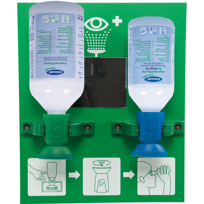 Actiomedic EYE CARE Double II fali szemkimosó állomás 1x500 ml 0.9% nátrium-klorid oldattal+1x250 ml BioPhos74 foszfát-puffer oldattal