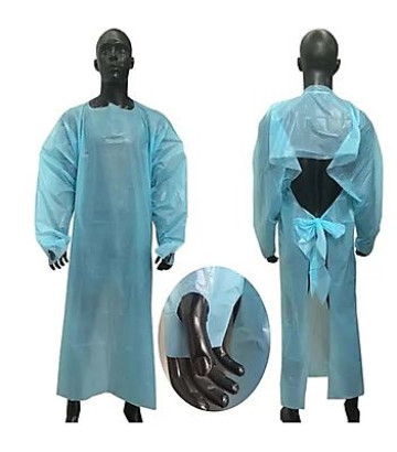 Besucherkittel, Folie, mit Binden, blau