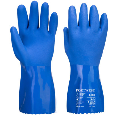 Blauer PVC Chemikalien Schutzhandschuh Blau L
