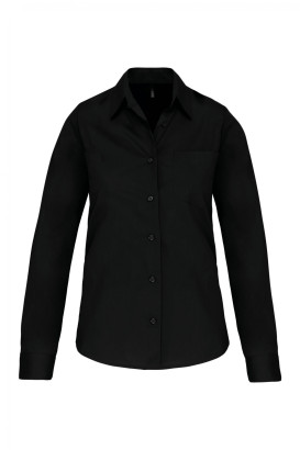 KA542 DAMEN-LANGARMHEMD AUS BAUMWOLLPOPELINE black 2XL