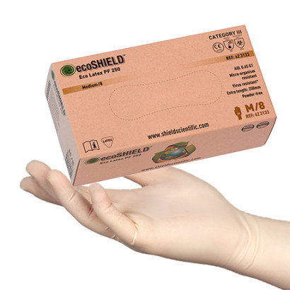 ecoSHIELD Eco Latex 250 puderfreier Einweghandschuh 100St/Box XS