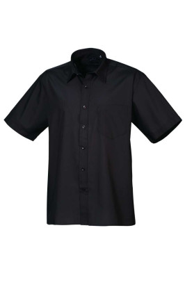 PR202 HERREN KURZARM POPELINE HEMD black 2XL