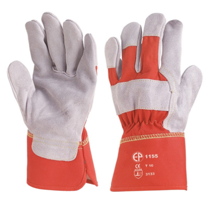 Docker-Handschuhe, Handfläche aus grauem Rindsspaltleder 10