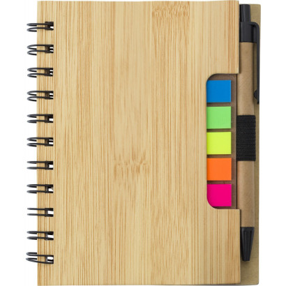 Spiralblock mit kugelschreiber und markierstreifen, braun.