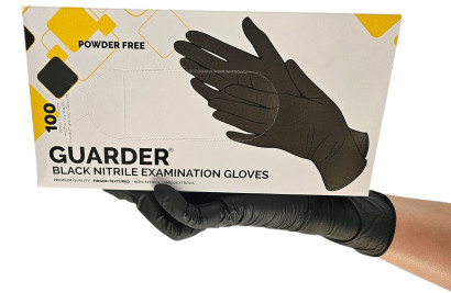 GUARDER Nitril Schwarz (5.5g | 5.0mil) Finger textur.  puderfreier Handschuh S