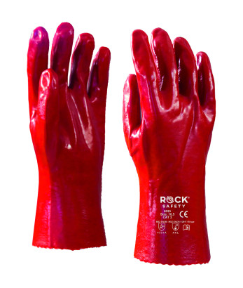 Rote vollbeschichtete chemikalienbeständigePVC-Handschuhe, 35 cm