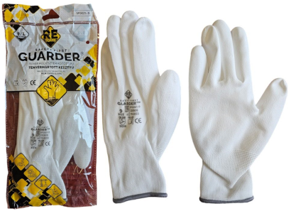 Guarder Polyester Handschuh mit PU beschichtete Handfläche weiß Gr: 6