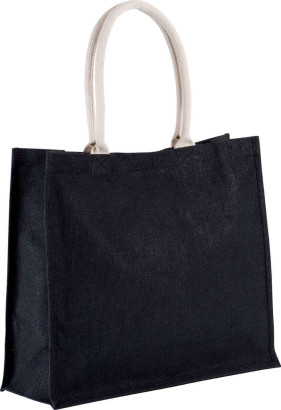 Strandtasche / Einkaufstasche mit Klettverschluss KIMOOD aus jutegewebe schwarz