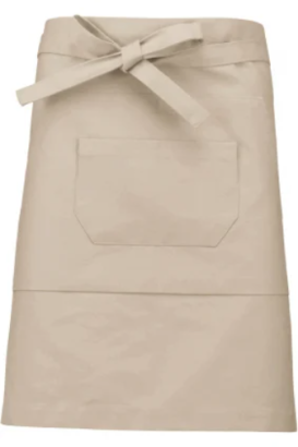 KA899 Mittellange Schürze aus Baumwollmischgewebe beige
