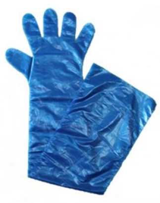 Veterinärhandschuh PE 90 cm blau