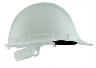 PP-Helm, weiß, Verschluss mit 6 Stufen,Stirnband
