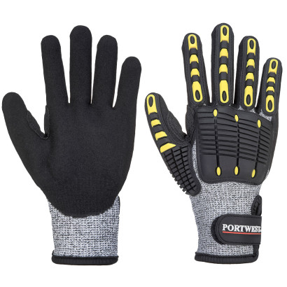 Anti Heat Cut Stoss-Schutz-Handschuh grau/schwarz L