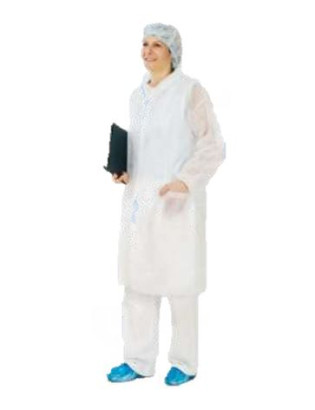 Poligard 50 g  Laborkittel mit Druckknopf und Kragen, PLP, antistatisch, weiß S