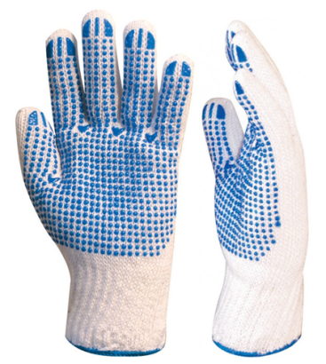 Baumwoll-/Polyesterhandschuh mit blauen Punkten 9