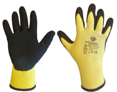 Guarder Polyester-Strickhandschuh mit Sandy Latex-besch. Handfläche gelb 10