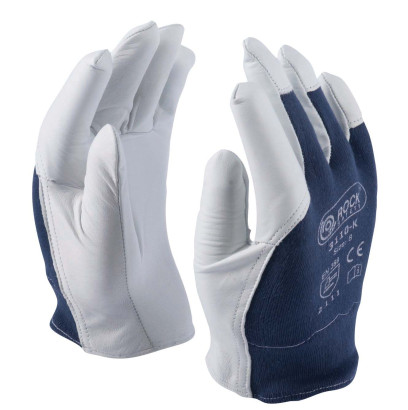 Kecske színbőr kesztyű, kék pamut kézháttal, 8