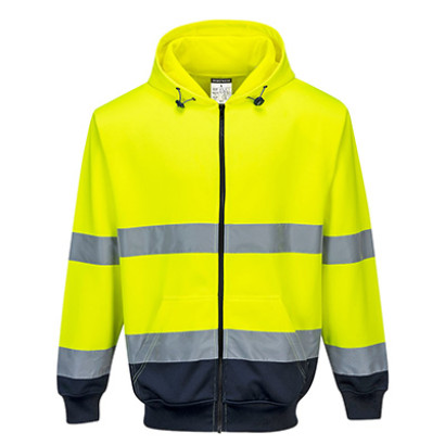 B317 - Hi-Vis Kontrast Kapuzen SweatjackeGelb/Marine L