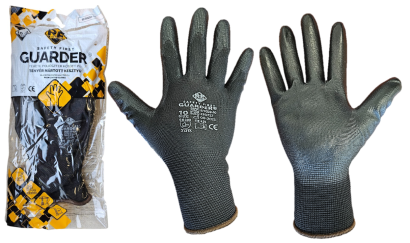 Guarder Polyester Handschuh mit PU beschichtete Handfläche schwarz Gr: 6