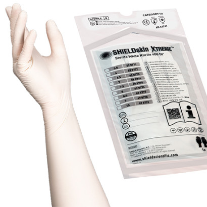 SHIELDskin XTREME STERIL White Nitrile 400 DI+ pf handspez. Reinraumhandschuh 20Paar/Beutel 5.5