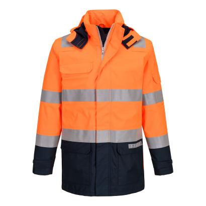 Bizflame Rain+ Hi-Vis Multinorm Kontrast FR Jacke Orange/Marine L