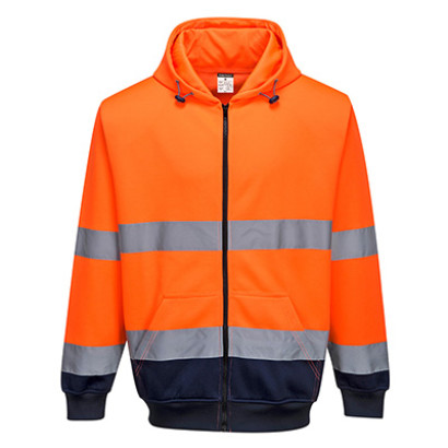 Hi-Vis Kontrast Kapuzen SweatjackeOrange/Marine L