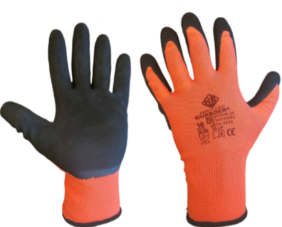 Guarder Polyester Handschuh mit Schaumlatex-besch. Handfläche rot 10