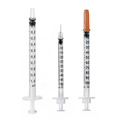 EW-Spritze 3-teilig 1 ml für Insulin mit 29G1/2 Nadel