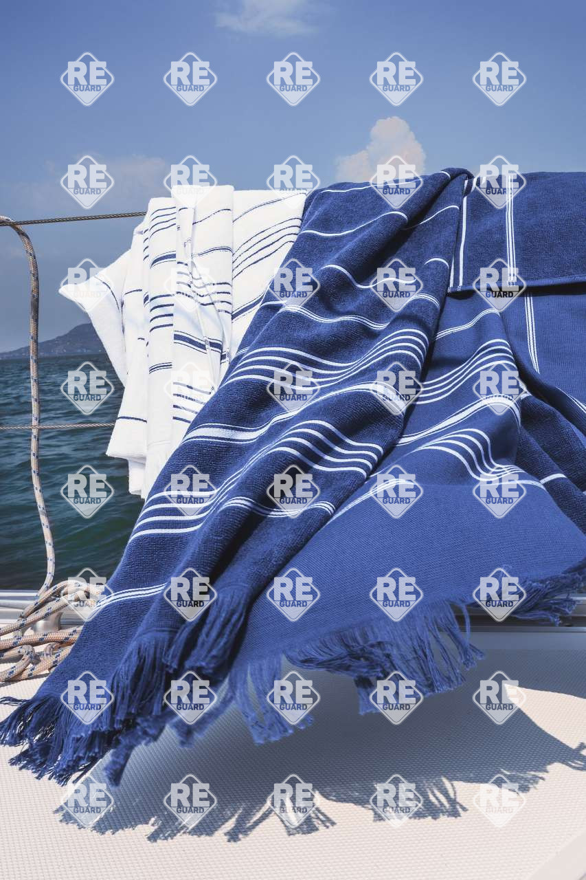 Strandtuch gestreift Olima helles marineblau/weiss 90x170