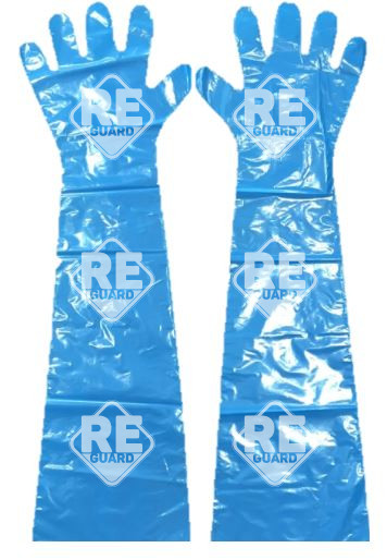 Veterinärhandschuh PE 90 cm blau