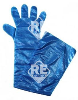 Veterinärhandschuh PE 90 cm blau