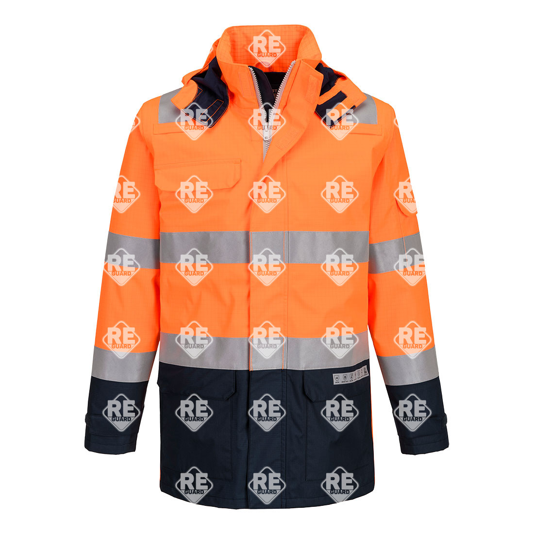 Bizflame Rain+ Hi-Vis Multinorm Kontrast FR Jacke Orange/Marine L