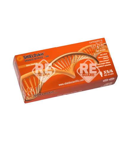 SHIELDskin ORANGE NITRILE 300 puderfreier Handschuh 50St/Box XS