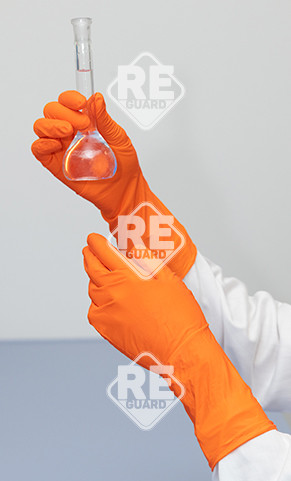 SHIELDskin ORANGE NITRILE 300 puderfreier Handschuh 50St/Box XS