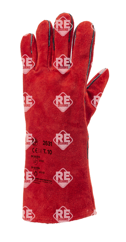 EUROWELD 2631 Schweißerhandschuhe, rotes Rindsleder, Innenfutter aus Baumwolle 10