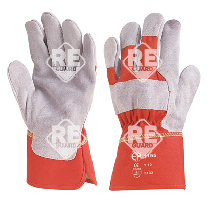 Docker-Handschuhe, Handfläche aus grauem Rindsspaltleder 10