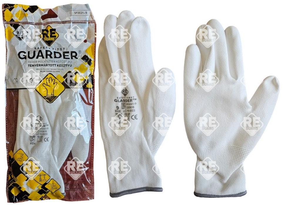 Guarder Polyester Handschuh mit PU beschichtete Handfläche weiß Gr: 6