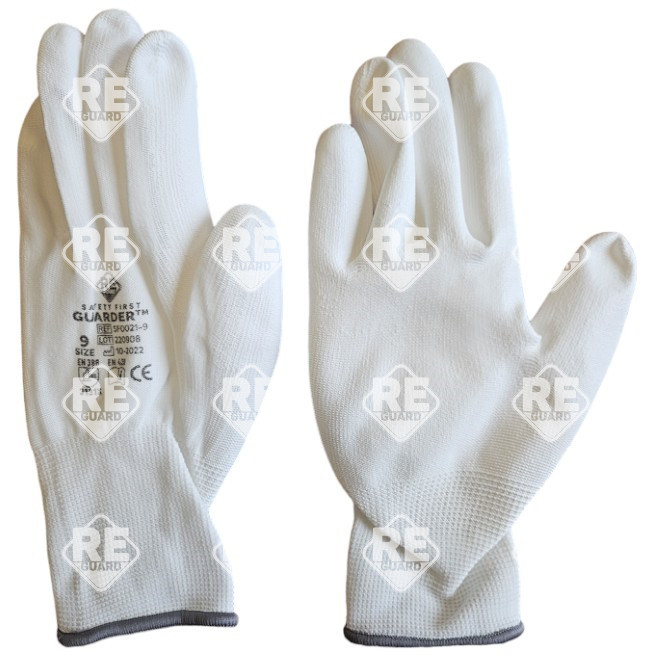 Guarder Polyester Handschuh mit PU beschichtete Handfläche weiß Gr: 6