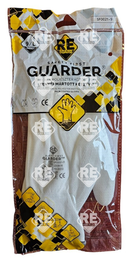 Guarder Polyester Handschuh mit PU beschichtete Handfläche weiß Gr: 6