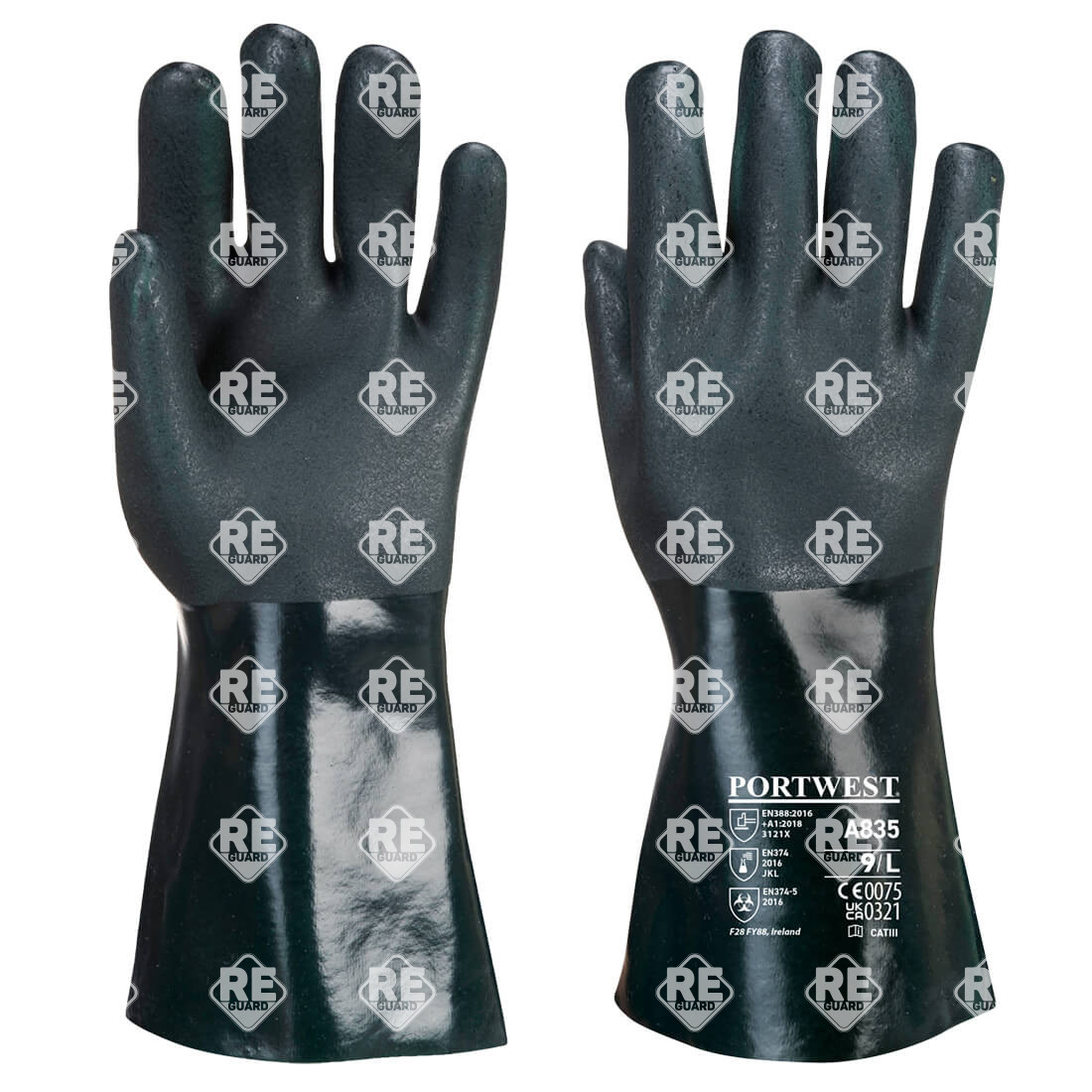 Doppelt Getauchter PVC Chmiekalienschutz-Handschuh Mit 27cm Stulpe