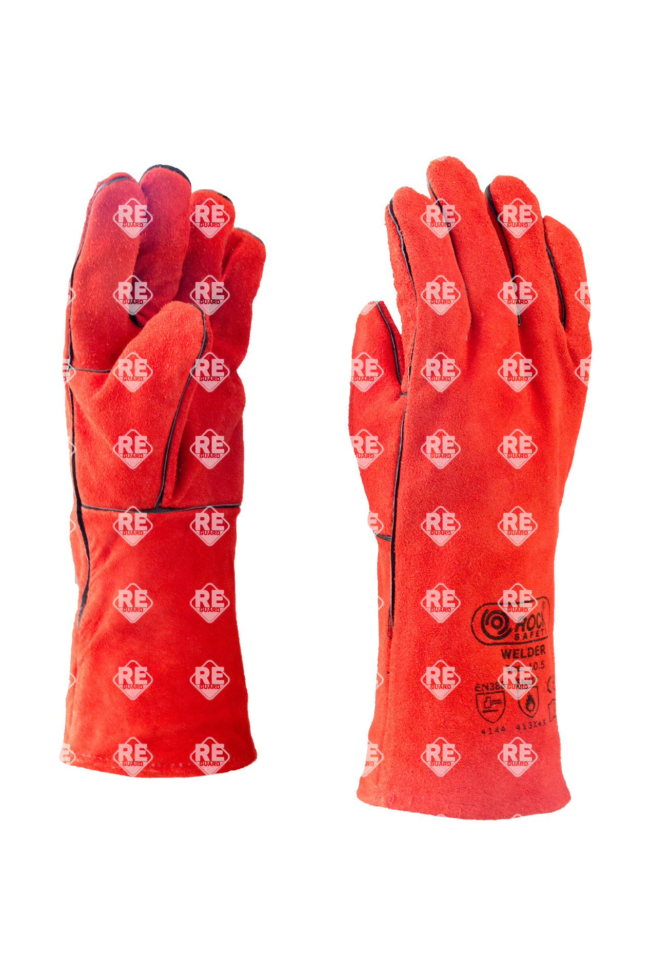 Gefütterter Handschuh, grau, Länge 35 cm, funken- und flammbeständig