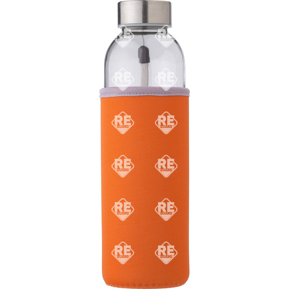 Glasflasche in Neoprenhülle schwarz 500 ml