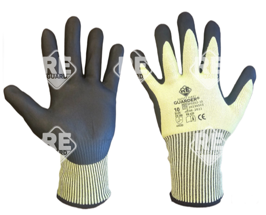 Guarder Schnittfester Polyester Handschuh mit Nitril-Mikroschaum-besch. Handfläche hi-vis gelb 10