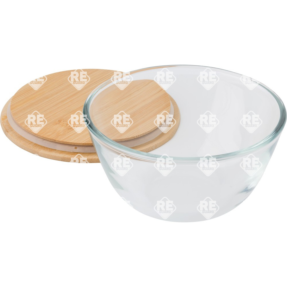 Glas salatschüssel mit bambusdeckel