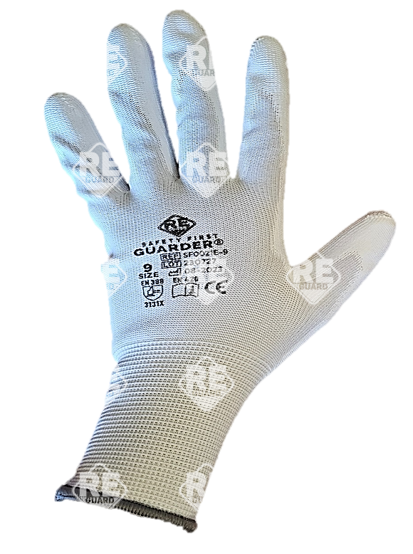 Guarder Polyester Handschuh mit PU beschichtete Handfläche ECO weiß Gr: 10