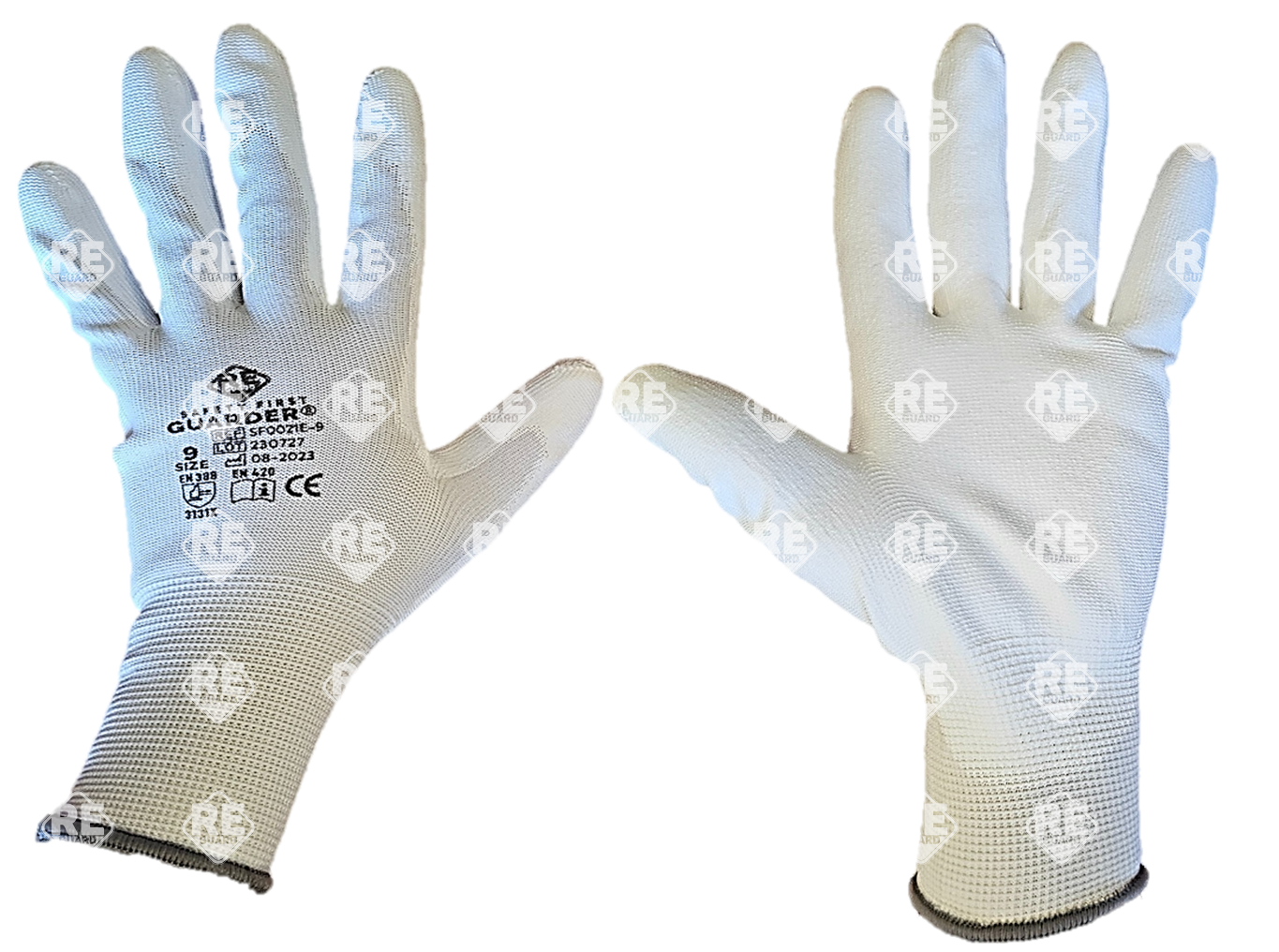 Guarder Polyester Handschuh mit PU beschichtete Handfläche ECO weiß Gr: 10