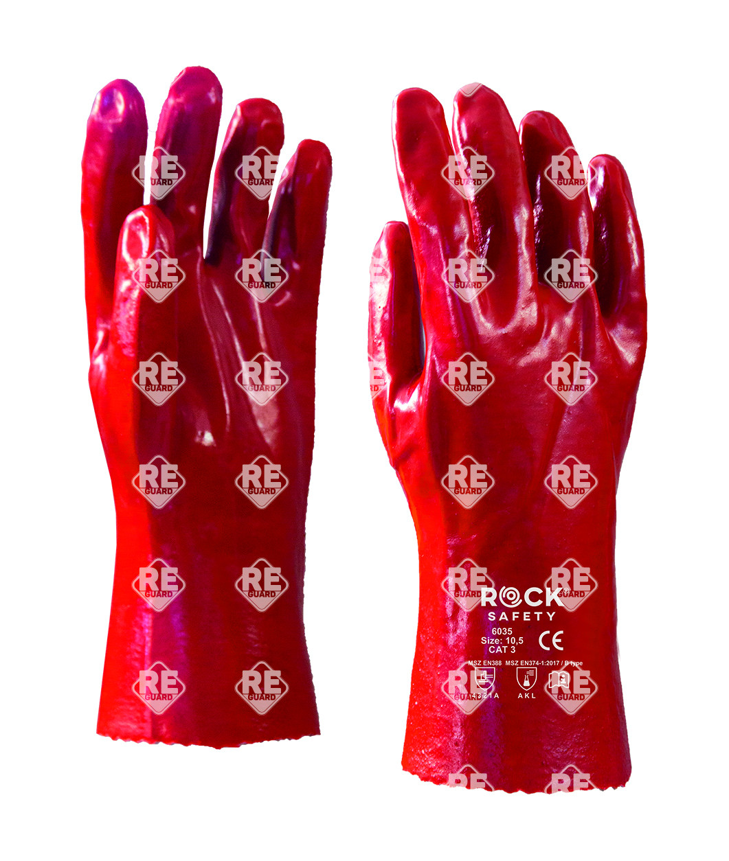 Rote vollbeschichtete chemikalienbeständigePVC-Handschuhe, 35 cm