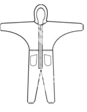 Poligard overall 70 g zippes, fehér, kapucnival, zsebbel L