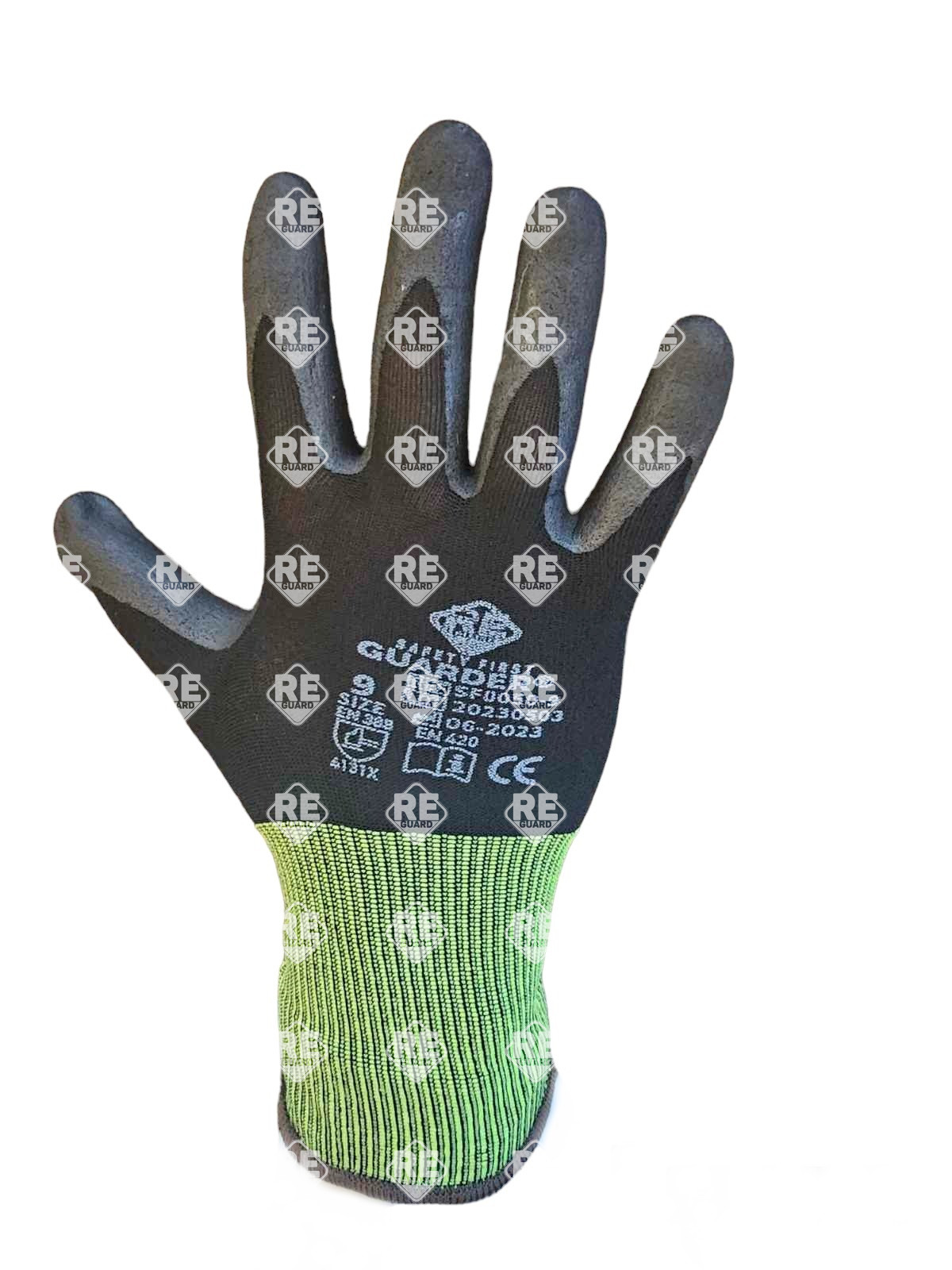 Guarder Nylon/Spandex Handschuh mit Nitril-Mikroschaum-besch. Handfläche schwarz 10